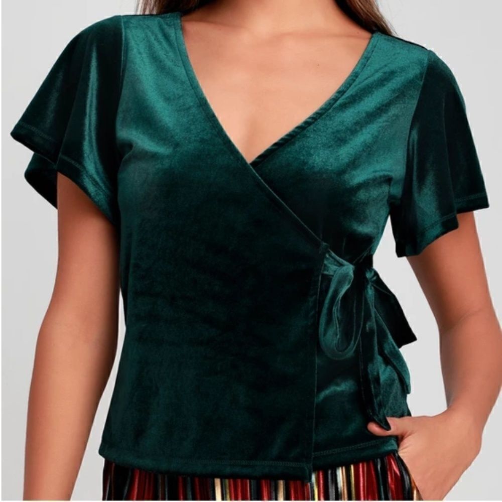 Lulus Forest Green Velvet Top